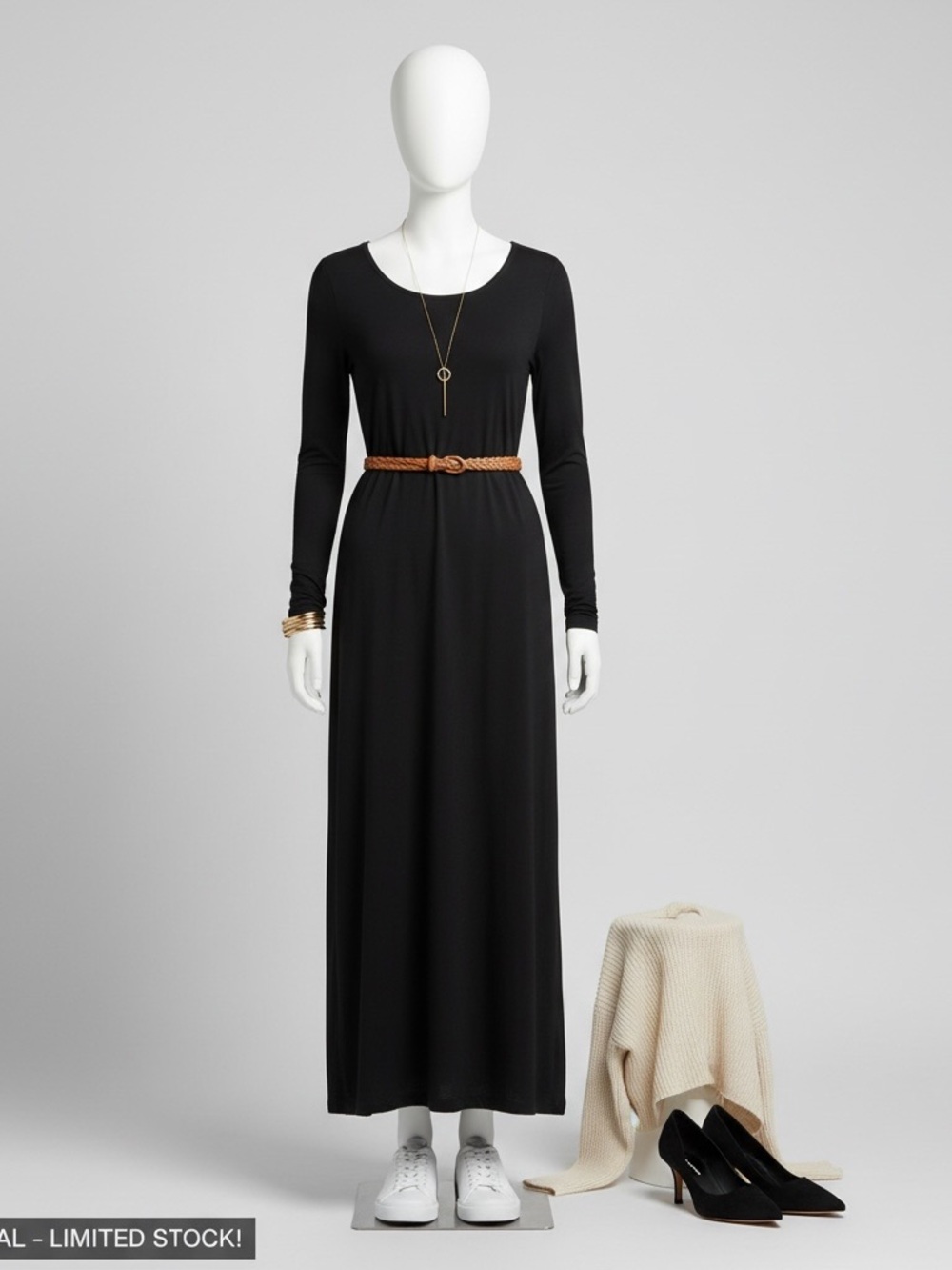 Travelers by Chico’s Women’s Black Long Sleeve Maxi Dress